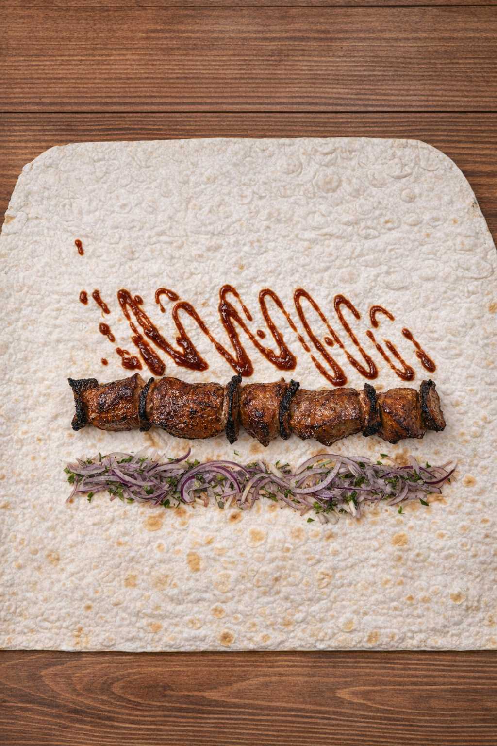 Фото Шашык из говяжьей печени в лаваше 