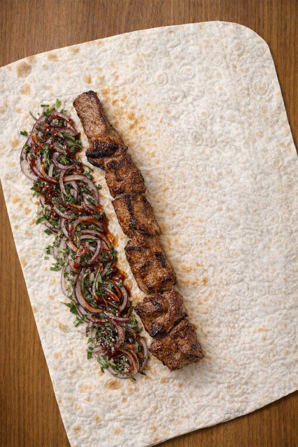 Фото Шашлык из говядины в лаваше